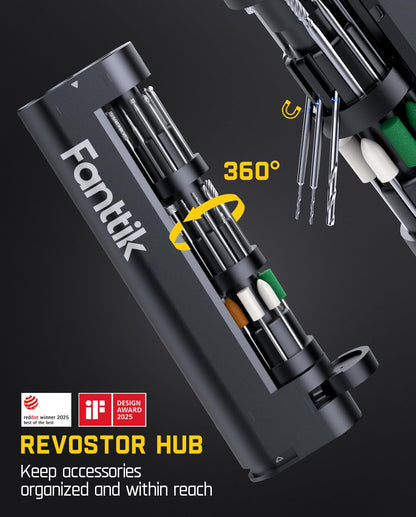 Fanttik F2 Master Mini Cordless Rotary Tool Kit 4V, NeoPulse Motor, 5 Variable Speed, 25000 RPM, Revostor Hub, 35 Accessories, Power Tool for Sanding, Polishing, Drilling, Carving, DIY Crafts