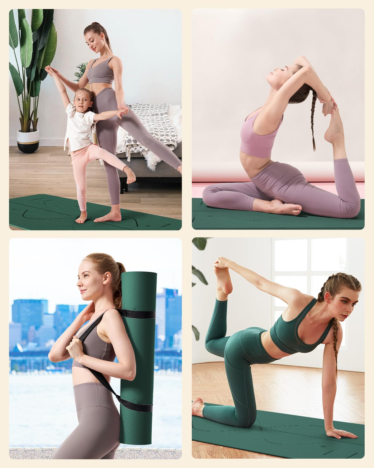 YOTTOY Yoga Mat, 72"x 32"x1/3" Extra Wide Non-Slip Exercise Fitness Yoga Mats,Eco-Friendly TPE Exercise Mats for Women Men Home Workout with Strap Bag (Modern, 72x32x1/3)