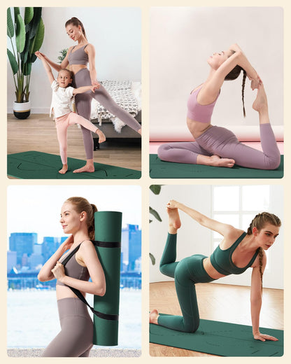 YOTTOY Yoga Mat, 72"x 32"x1/3" Extra Wide Non-Slip Exercise Fitness Yoga Mats,Eco-Friendly TPE Exercise Mats for Women Men Home Workout with Strap Bag (Modern, 72x32x1/3)