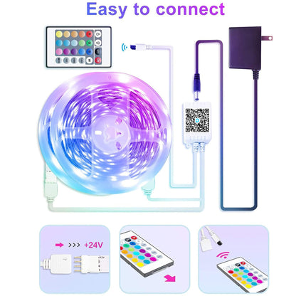 GUPUP Smart WiFi Led Lights 100 ft, Compatible with Alexa and Google Assistant Devices, Voice Control, Music Sync Color Changing Strip Lighting, App&Remote Controlled Indoor Light for Bedroom, Party