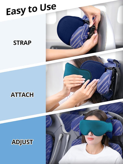 Inspireyes Travel Pillows for Airplanes, FSA HSA Eligible Approved Travel Accessories for Long Flight, Car Travel Pillow for Kids, Eye Mask for Sleeping Airplane, Light Black