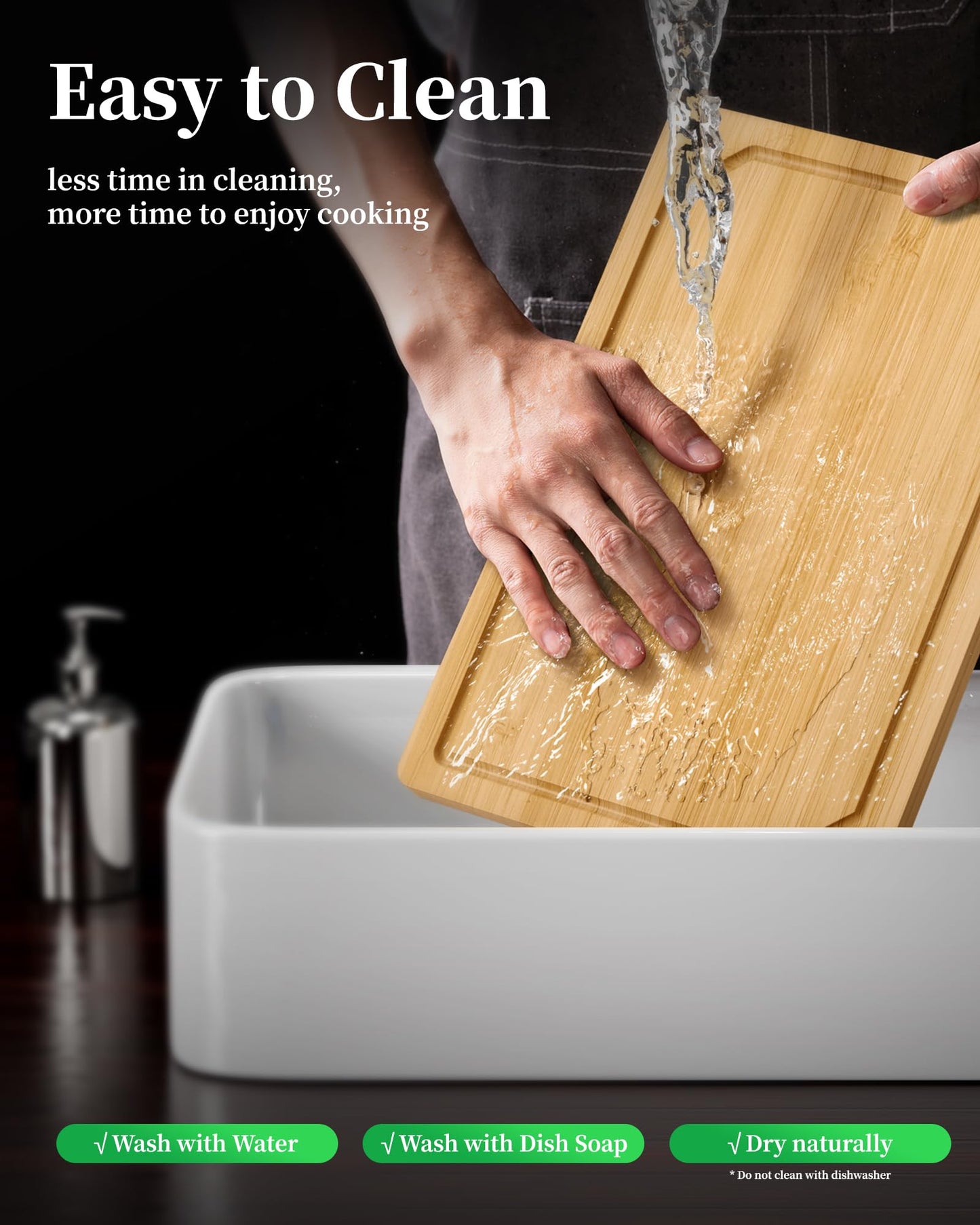 Kitsure Bamboo Cutting Board - Multi-Sizes Wooden Cutting Boards for Kitchen, Convenient Kitchen Essentials with Deep Juice Grooves, Natural Cutting Board for Chopping & Serving, 15.0" x 10.0"