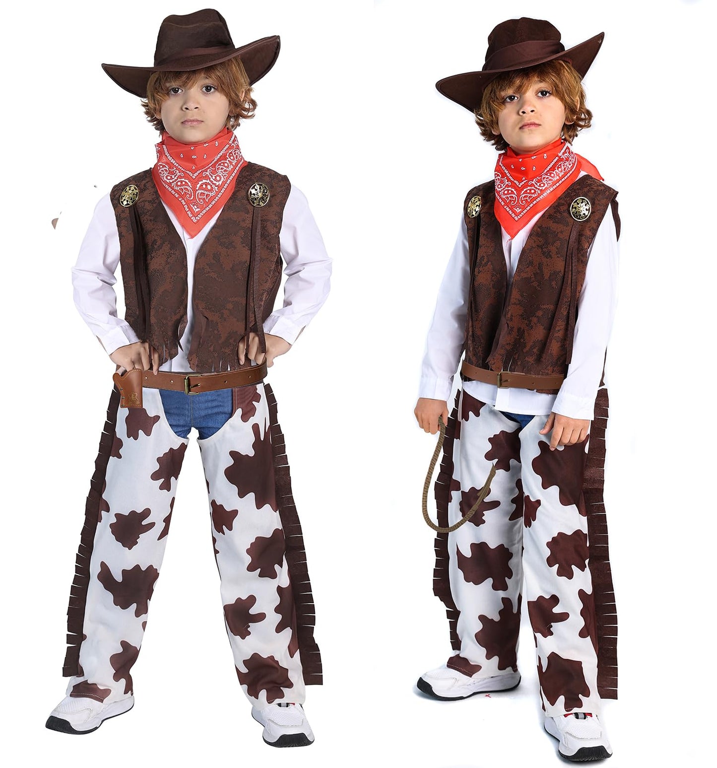 Cowboy Costume for Boys 5pcs Set Kids Dress Up Birthday Halloween Party Cosplay 6-7 Years