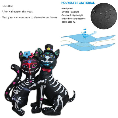KITBONIS 4 Ft Halloween Inflatables Cat and Dog Day of The Dead Decorations Inflatable, Halloween Inflatables Outdoor Decorations with Built-in LED Lights for Front Yard Lawn Garden Party
