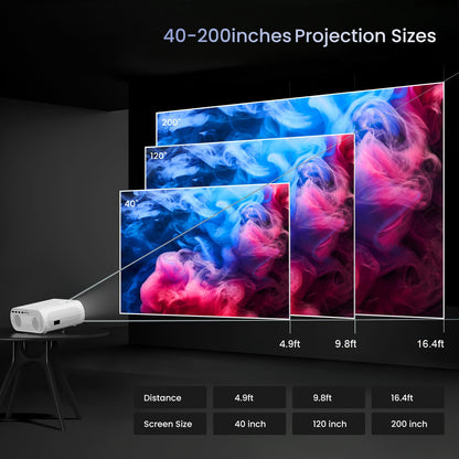 HOMPOW Projector, Native 1080P Full HD Bluetooth Projector with Speaker, Outdoor Portable Movie Mini Projector Compatible with Laptop, Smartphone, TV Stick, Xbox, PS5