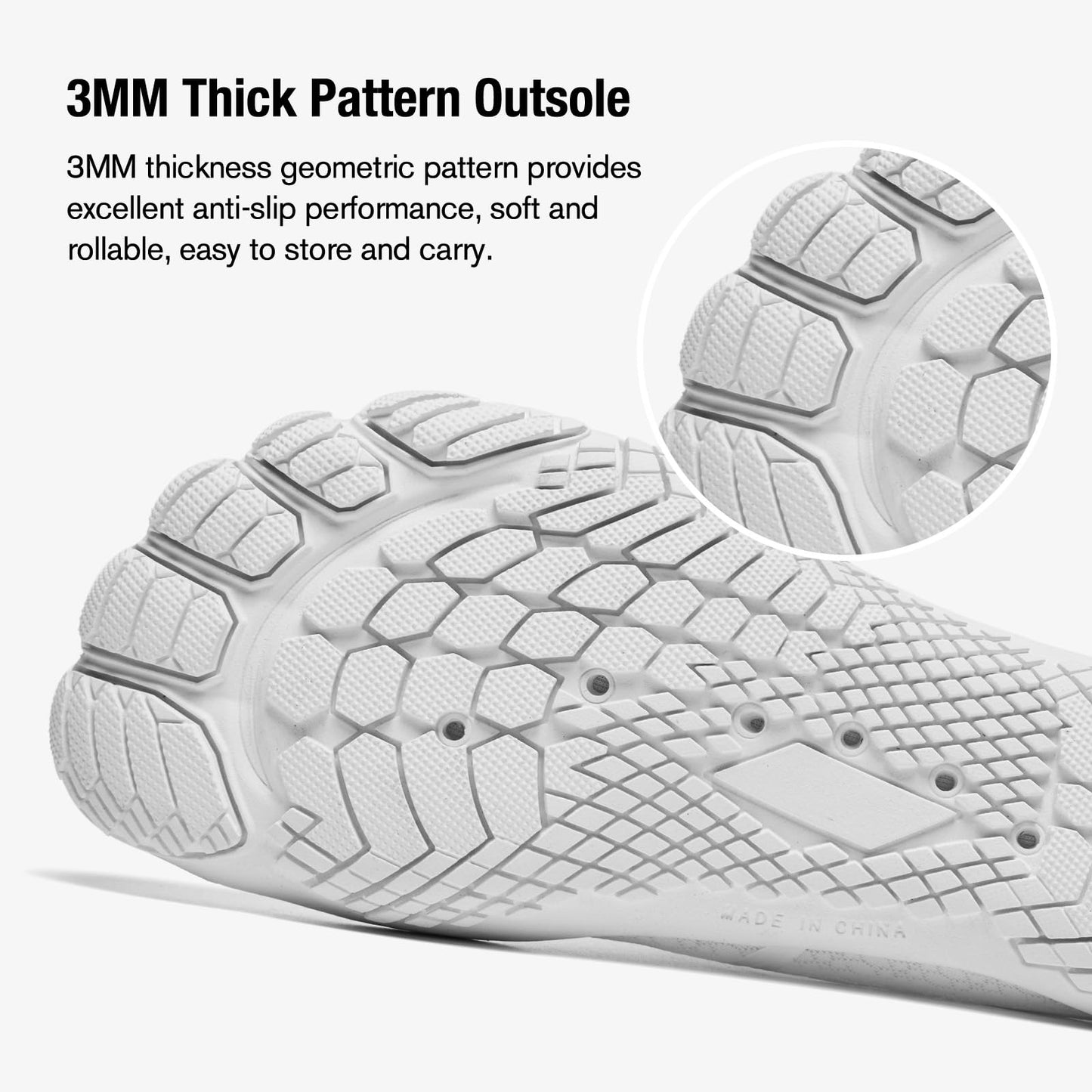 HIITAVE Women Water Shoes Quick Dry Barefoot Beach Shoes Aqua Sport Swim Surf Pool Hiking Diving Shoes All White 7 M US Women