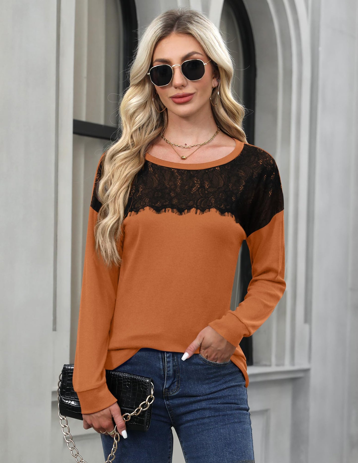 For G and PL Halloween Lady Fall Dressy Long Sleeve Holiday Top Elegant Trendy Business Sweater Orange L