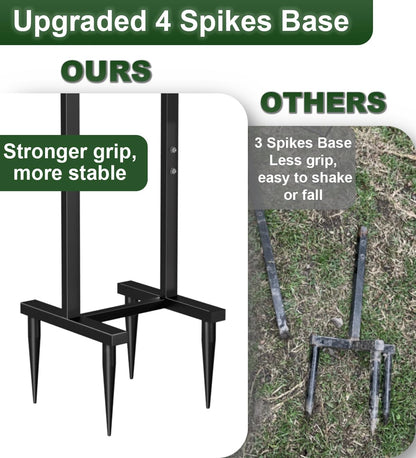 Garbuildman Garden Hose Holder With 4 Spikes, Freestanding Metal Hose Reel for Outside Garden, Detachable Water Hose Hanger Organizer for Yard Lawn, Shiny Black