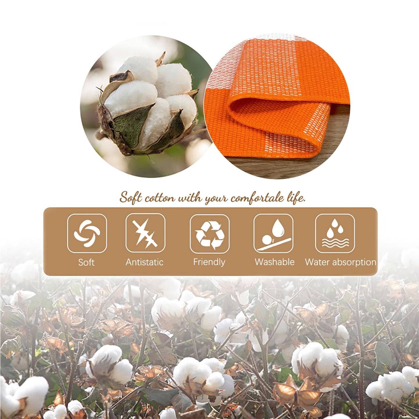 KOZYFLY Buffalo Plaid Rug 27.5x43 Inches Orange and White Checke Rug Halloween Fall Door Mat Cotton Washable Area Rugs Door Mat Outdoor Entrance for Front Porch Entryway Fall Farmhouse