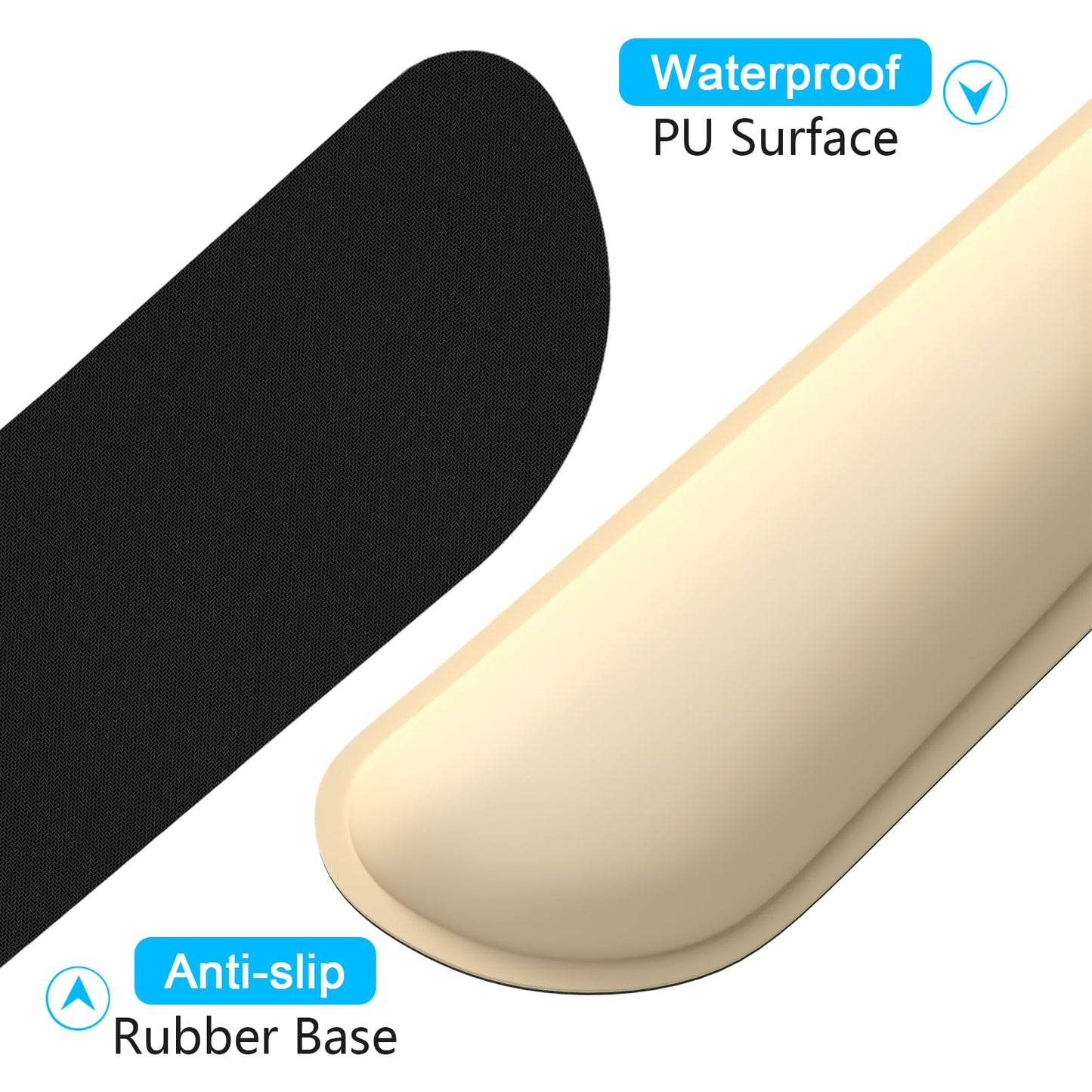 Dapesuom Keyboard Wrist Rest Set, Cute PU Leather Wrist Cushion for Computer Keyboard and Mousepad, Memory Foam Mouse Pad Rests Support with Non-Slip Base for Typing Pain Relief Laptop, Colonial White