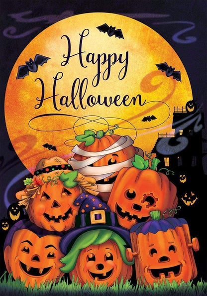 Dtzzou Happy Halloween Pumpkin House Flag 28" x 40" Outdoor & Indoor Decorative Double Sided Flag for Halloween Decoration