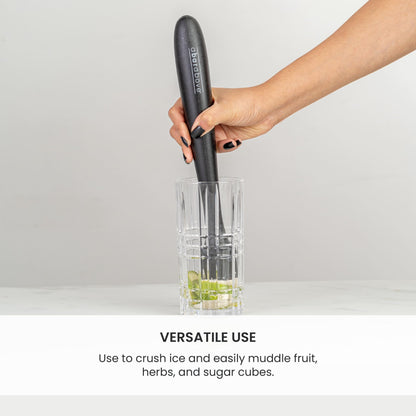 A Bar Above Black Muddler for Cocktails, 12-Inch Long Cocktail Muddler, Perfect to Crush Fruit, Pressing Mint and Sugar Cubes, Mint Muddler to Make Mojitos, Essential Bar Tools for Bartender Set