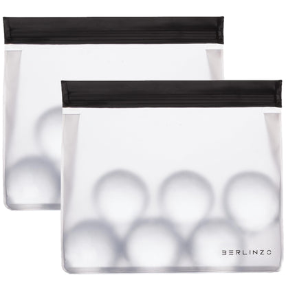 BERLINZO Large Reusable Ice Storage Bag - Freezer Safe Leak Proof Silicone and Plastic-Free Lunch Bag for Ice and Food Storage - BPA-Free XL Size