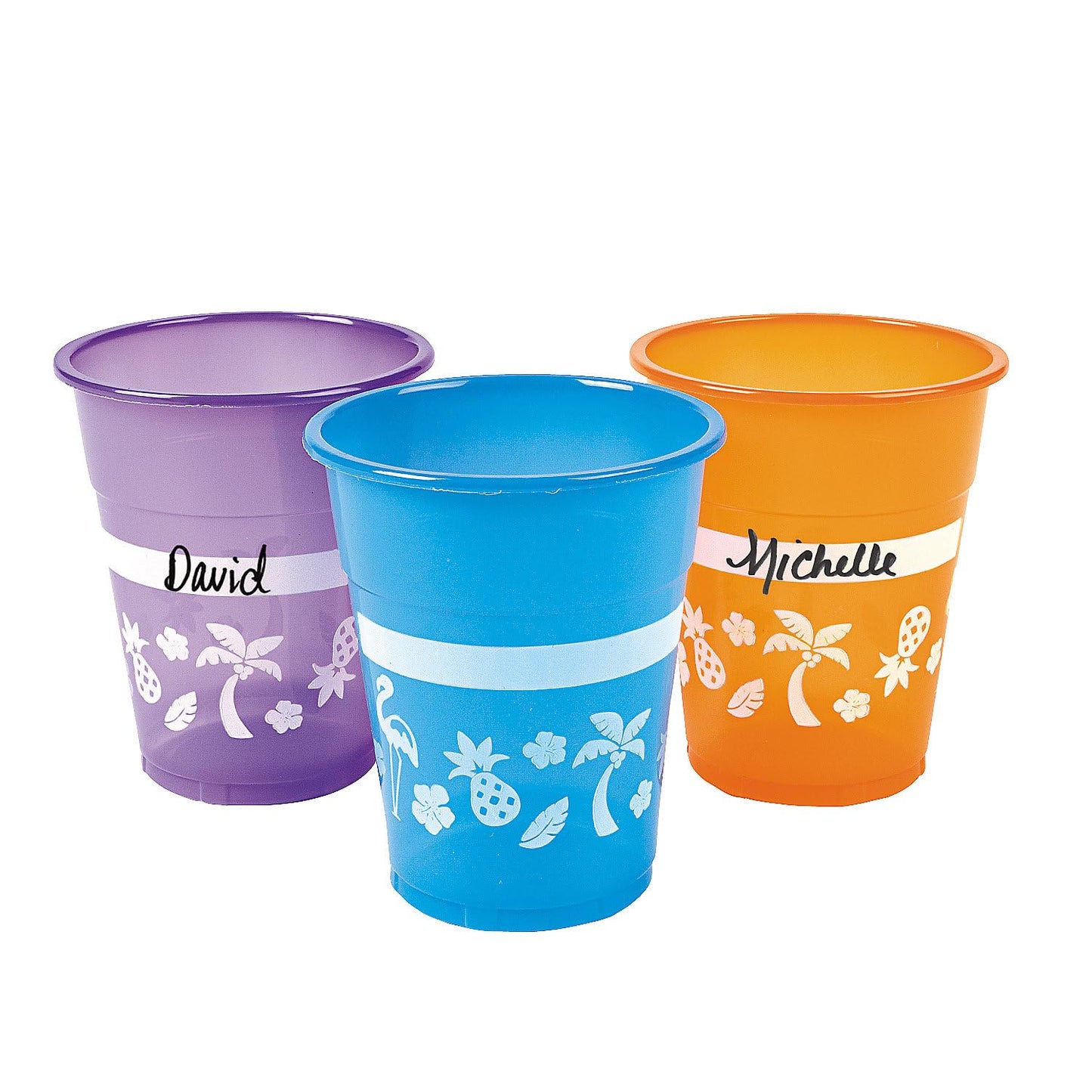 Fun Express Disposable Luau Cups (50 Cups) Bright Colors - Holds 16 oz