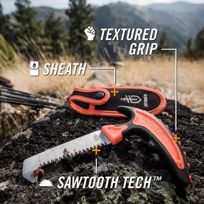 Gerber Gear Vital Pack Compact Saw, Stainless Steel Sawtooth Blade for Camping, Hunting and Hiking with Sheath