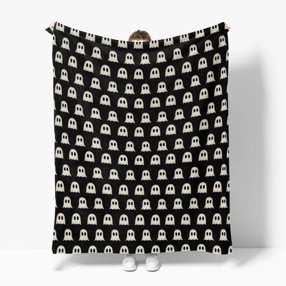 Horaldaily Halloween Flannel Blanket Throw, Cute Ghost Black Soft Fuzzy Plush Cozy Fleece Blankets for Couch Sofa Bed Lounging, Ideal Gifts for Kids Adults Wife Self, 50x60