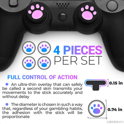 4Pcs Cat Paw Pink Ps5 Thumbstick Grips - Controller Accessories for Ps4, Ps3, Steam Deck, Xbox and Nintendo Switch – Cute Joystick Caps, Anti-Slip Silicone PlayStation 5 Trumb Grip