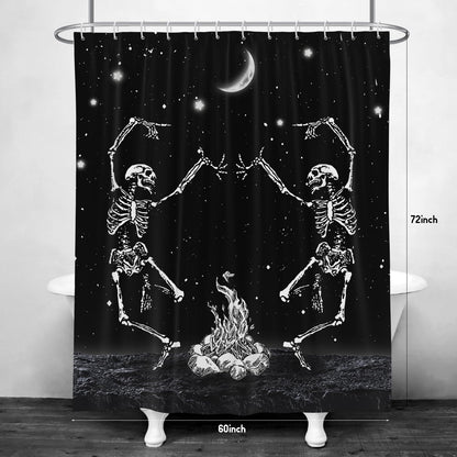EOVDSFW Funny Halloween Shower Curtain for Bathroom Set Black Gothic Spooky Goth Skull Dark Moon Cool Fun Bath 60 x 72 Inch Decorative Polyester Fabric Cloth Home Decor with 12 Pack Hooks