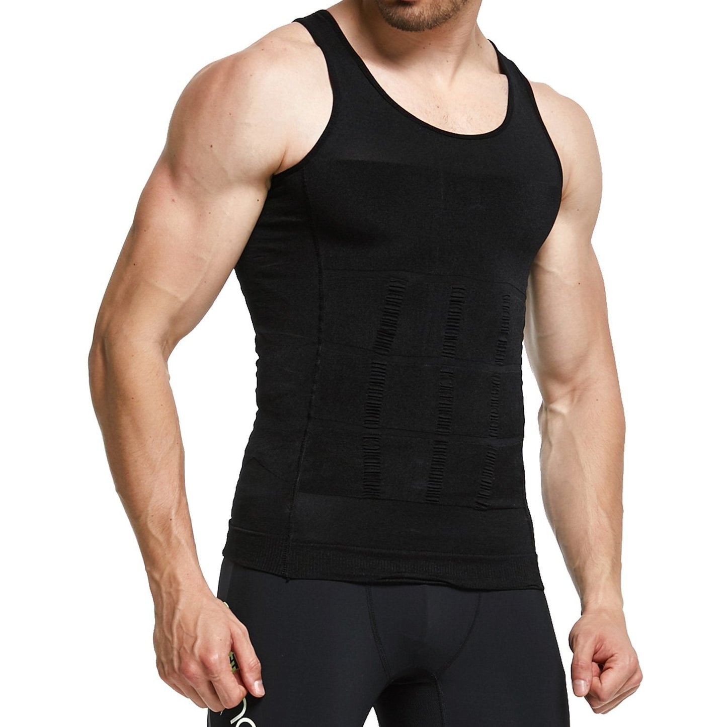 GKVK Mens Slimming Body Shaper Vest Shirt Abs Abdomen Slim,XXL(chest size 116cm-120cm/46inches-48inches),Black