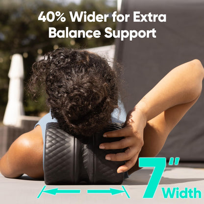 FitBeast Back Roller - Deep Tissue Massage Wheel, Yoga Wheel & Back Stretcher for Pain Relief (6'', Blue)