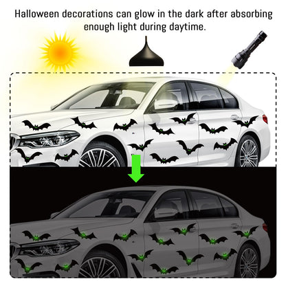 24 Pcs Halloween Garage Door Decorations Magnets Bats with Glow in The Dark Eyes Luminous Magnetic Black Bats Stickers Halloween Decorations for Garage Door Car Refrigerator