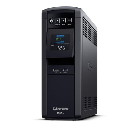 CyberPower CP1500PFCLCD PFC Sinewave UPS Battery Backup and Surge Protector, 1500VA/1000W, 12 Outlets, AVR, Mini Tower; UL Certified