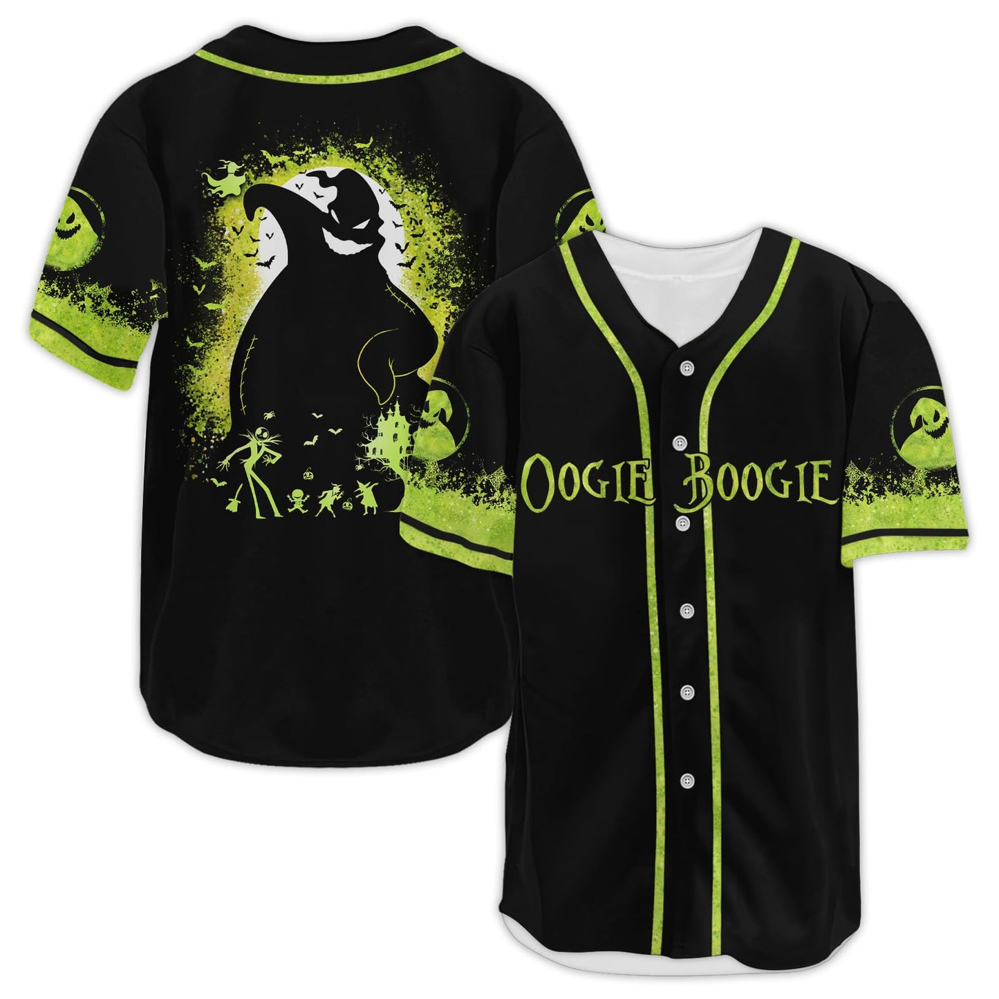 fat mummy Nightmare Baseball Jerseys for Men Women, Halloween Movie Christmas Shirt (L) Black-Green
