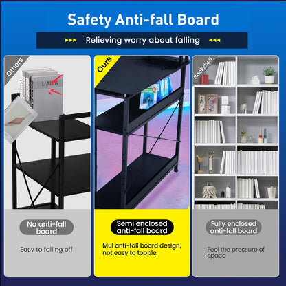 GTRACING Gaming Desk with Drawers, Carbon Fiber Style L Shaped Computer Desk Compatible with Monitor Arm Corner Desk Gaming Table for Home Office Desks, Easy to Assemble Adjustable Shelf Height