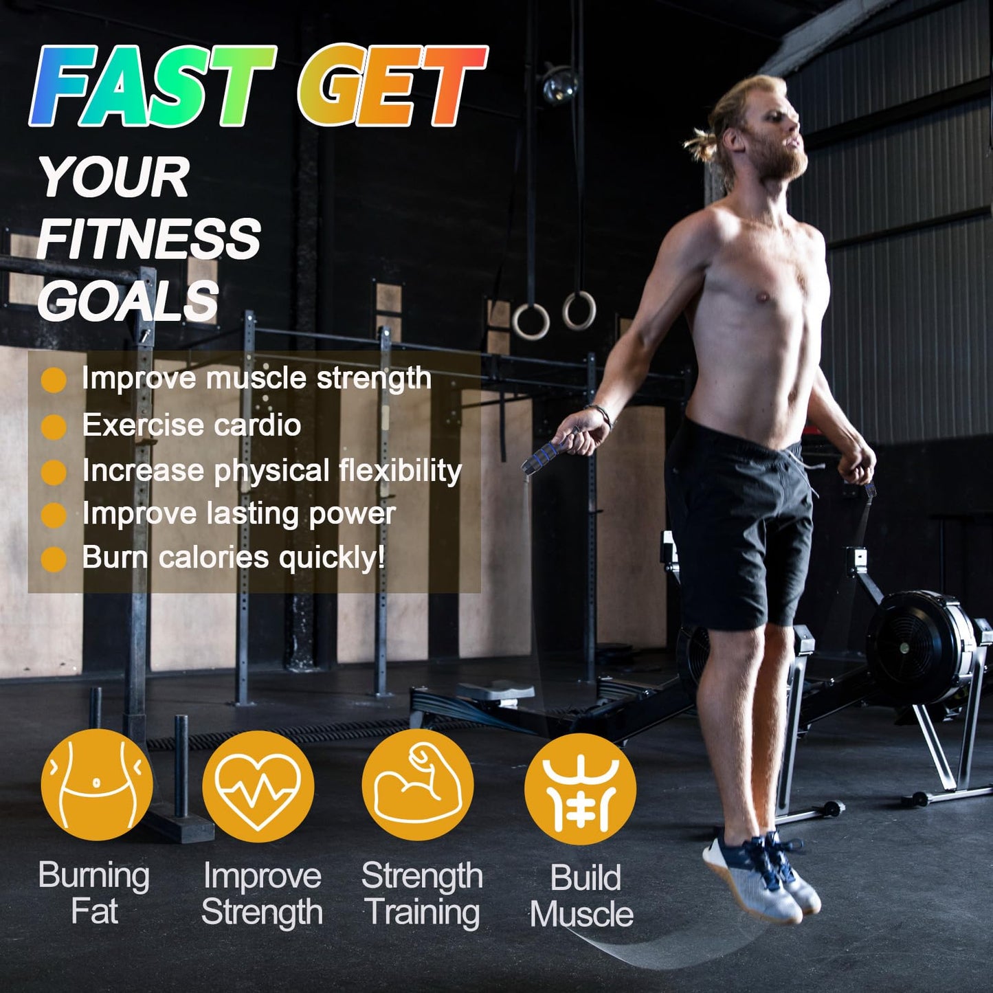 Emazerom Jump Rope for Women Men Kids, Adjustable Skipping Rope with Ball Bearings, Professional Jumping Rope with Foam Handles, Tangle-Free Rapid Speed Jump Ropes for Fitness Workout Boxing Exercise