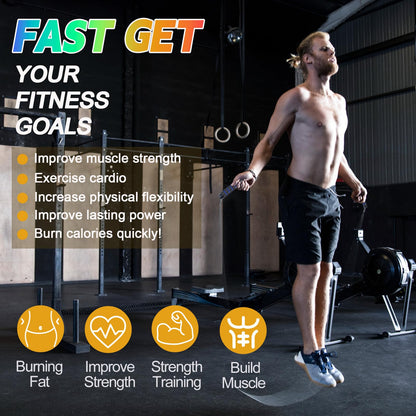 Emazerom Jump Rope for Women Men Kids, Adjustable Skipping Rope with Ball Bearings, Professional Jumping Rope with Foam Handles, Tangle-Free Rapid Speed Jump Ropes for Fitness Workout Boxing Exercise