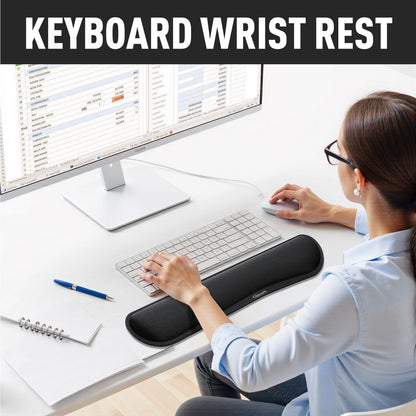 Gimars 63D High-Density Thicken Memory Foam Keyboard Wrist Rest, 17.3'' Enlarge Ergonomic Wrist Rest with Anti-Slip Rubber Base for Typing Pain Relief, Office, Gaming, Computer, Laptop, Mac, Black