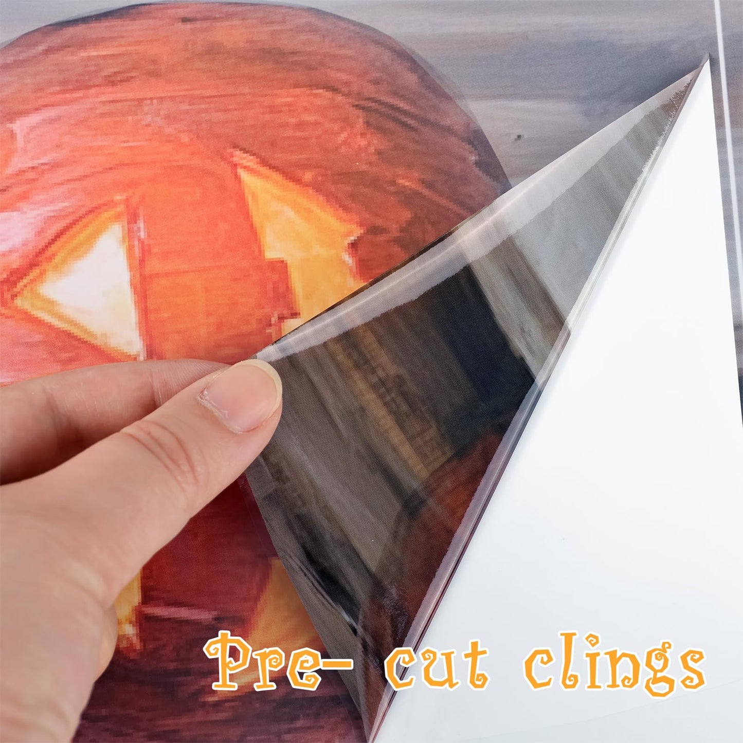 Halloween Decorations Window Clings Decor, 3pcs Extra Large Scary White Ghosts with Pumpkin Lantern Halloween Window Decals Indoor, Creppy School Home Office Party Supplies for Glass Windows, 3 Sheets