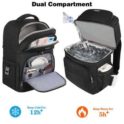 Cooler Backpack,Insulated Backpack Cooler Leakproof Double Deck Cooler Bag for Men Women RFID Lunch Backpack