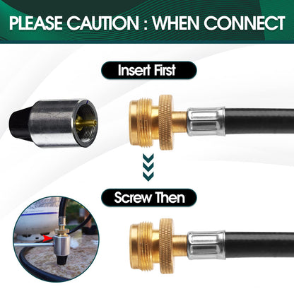 KOMAN 5FT Propane Hose Adapter 1lb to 20lb, Propane Tank Aapter,Converter for Buddy Heaters,Coleman Camping Stove,Weber Q/Blackstone Griddle Grill,1lb Propane Appliances Connect to 20lb Tank,Certified