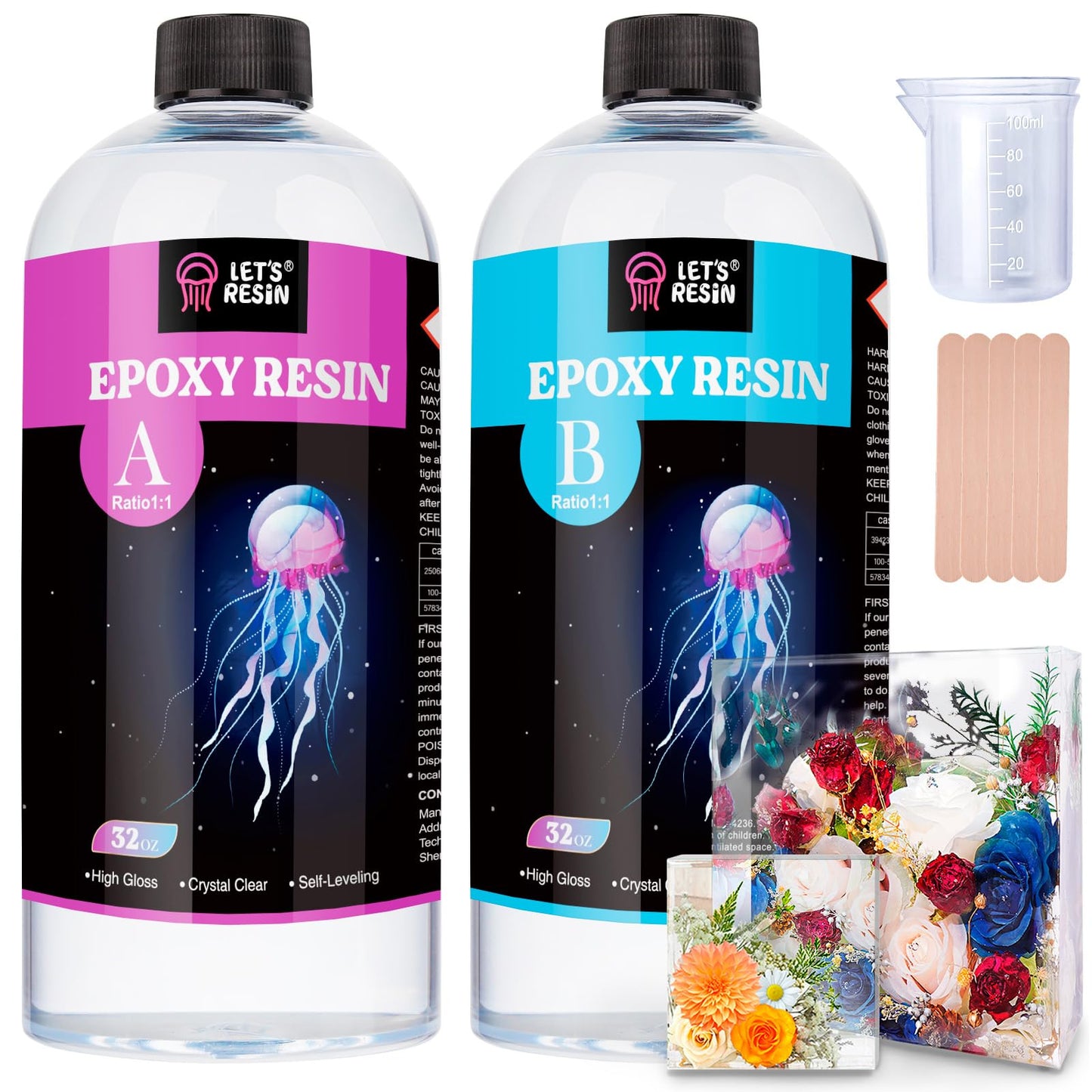 LET'S RESIN 1/2 Gallon Casting Epoxy Resin,Bubble Free & Crystal Clear Epoxy Kit,2 Part Resin and Hardener for Jewelry Making,Crafts,Tumbler,Art