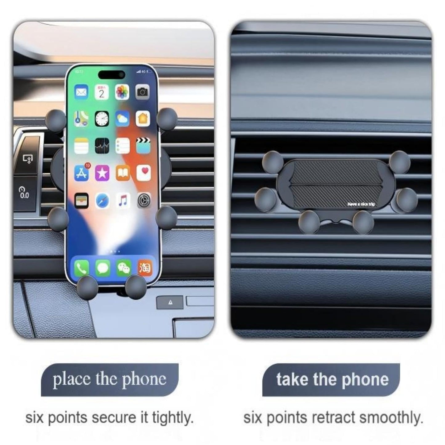 6-Point Car Phone Holder Stand, Adjustable Auto Phone Mount, Secure Grip & Retractable Design, Compatible with All Phones, Perfect for Driving & Hands-Free Navigation