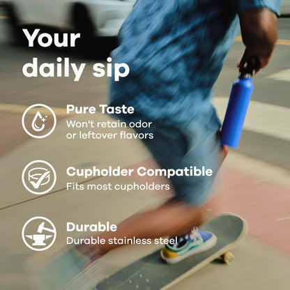 Hydro Flask Water Bottle - Insulated Stainless Steel - Non Spill, Leakproof in 24 Oz Black