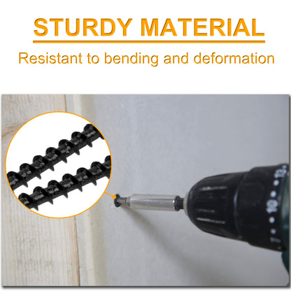 KURUI Drywall Screws Assortment Kit, #6 Black Wood Screws for Sheetrock,165pcs Picture Hanging Kit for Frame Painting Art Photo, Phillips Coarse Dry Wall Screw 4 Sizes 1",1-1/4",1-5/8",2"