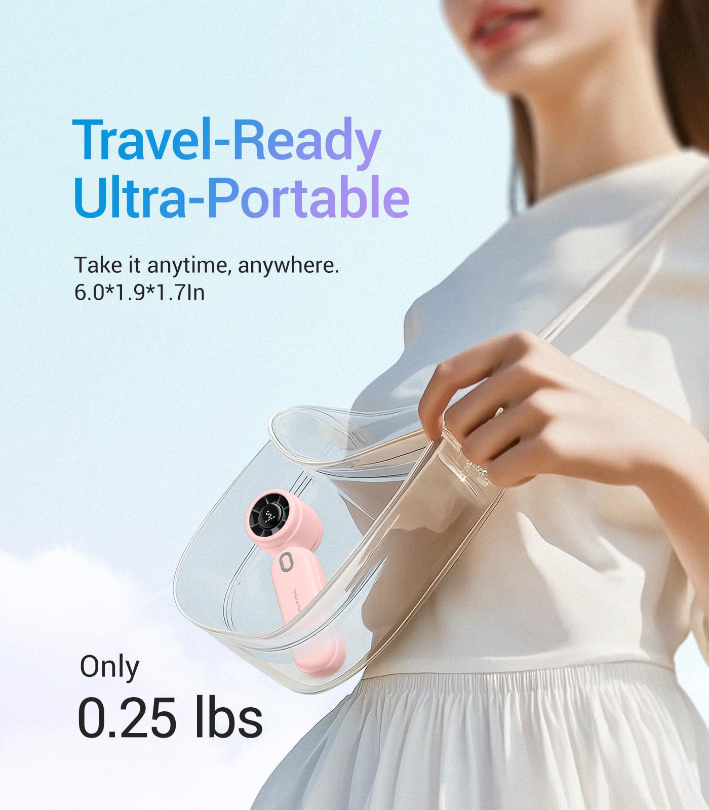 Diveblues Handheld Turbo Fan, USB Rechargeable Battery Powered, Small Portable Pocket Fan for Travel, Outdoor, Home, Office, Concerts, Lash, Gift for Women(Pink)