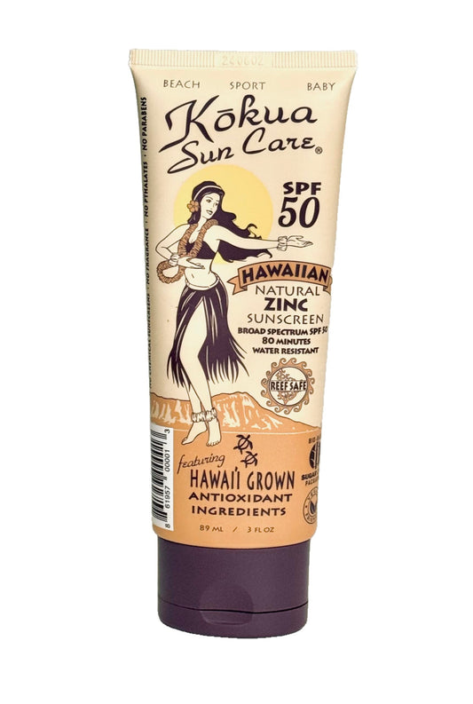 Kokua Sun Care SPF 50/80 Lotion Hawaiian Reef Safe Non Nano Zinc Oxide Sunscreen for Face & Body, Moisturizing Sun Protection Cream, Mineral Water Resistance, Cruelty Free, Natural Vegan Formula