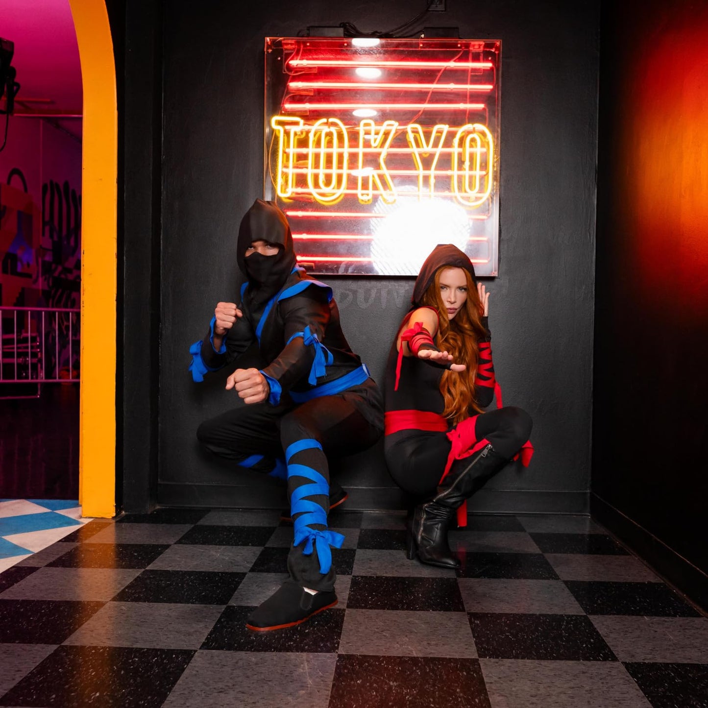 Leg Avenue Women's 4 Pc Deadly Ninja Costume, Black/Red, Medium