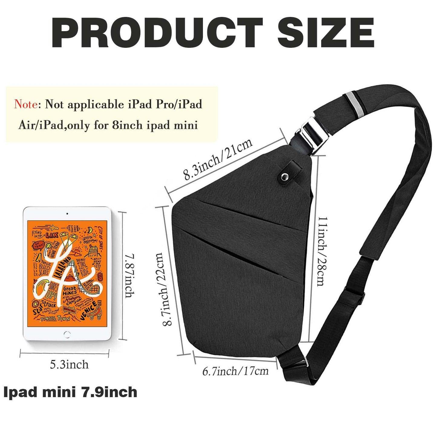 Fibrdoo Multi-pocket Chest Bag, Anti-Theft Shoulder Bag, Waterproof Sling Crossbody Bag, for Men Bicycle Hiking Jogging, Black