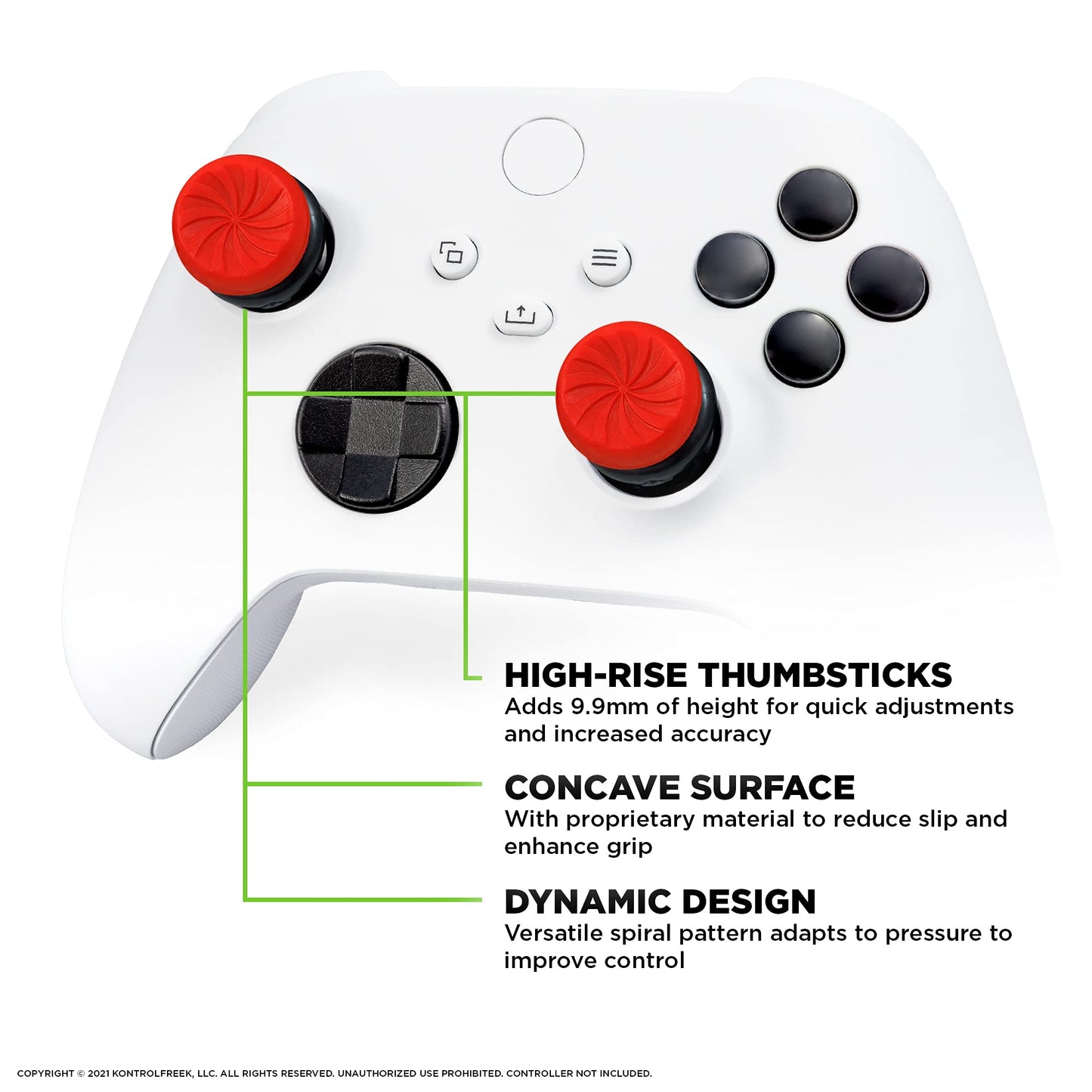 KontrolFreek FPS Freek Inferno Performance Kit for Xbox One and Xbox Series X Controller | Includes Performance Thumbsticks and Performance Grips | Red