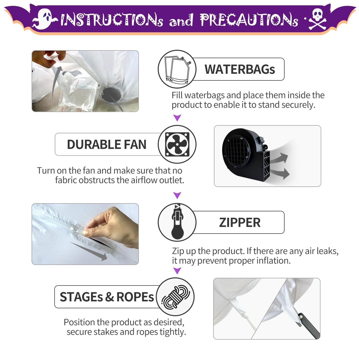 DomKom 6FT Halloween Inflatable Blow Up Decorations, Cute Ghosts Roasting Marshmallows Over Campfire, Built-in LEDs for Holiday Party, Garden, Lawn, Yard, Patio Décor