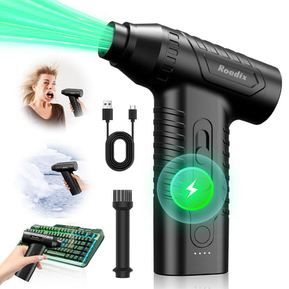 Compressed Air Duster, New Upgrade 300000RPM Electric Air Duster, Powerful Replace Compressed Air Can - No Canned Air, Jet Dry Blower Portable Air Blower for Computer Clean, Keyboard, Car Dry, Home.