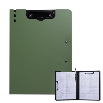 FRETONBA Clipboard Folder, A4 Foldable Clipboard with Horizontal and Vertical Double Metal Clips, 360 Degree Foldable Binder Clipboards with Pen Holder, File Cover Work Folder Clipboards, Green