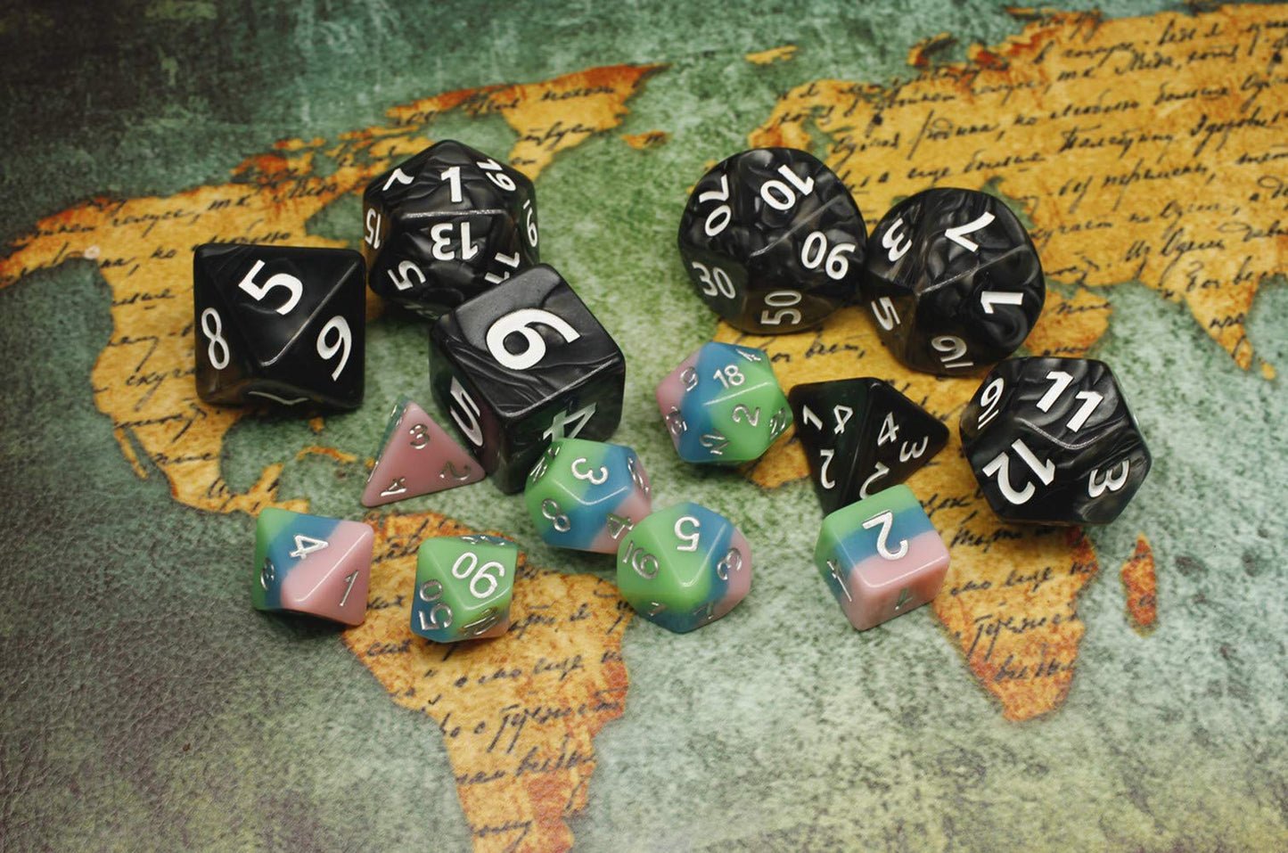 Dungeons and Dragons D&D Giant Black 25mm Polyhedral Dice Set - RPG Dice Bag, Pathfinder, MTG