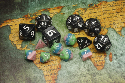 Dungeons and Dragons D&D Giant Black 25mm Polyhedral Dice Set - RPG Dice Bag, Pathfinder, MTG