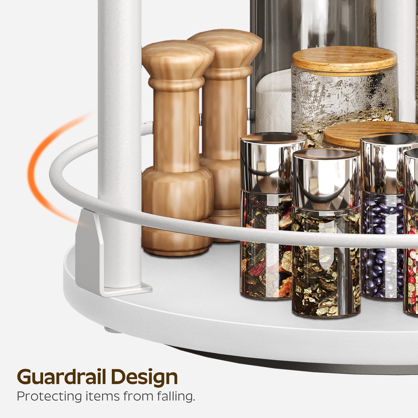 3-Tier Lazy Susan Organizer, Rotating Spice Rack, Spinning Organizer, Industrial Turntable Spice Rack Organizer for Cabinet, Kitchen Countertop, Pantry, Rustic Brown and Black SR23BR