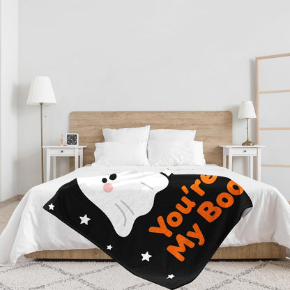 Halloween Throw Blanket for Women Men, Halloween Fall Throw Blanket, for Boyfriend Girlfriend, Boo Basket Stuffers for Women Men Adults, Flannel You're My Boo Blanket 50"x60"